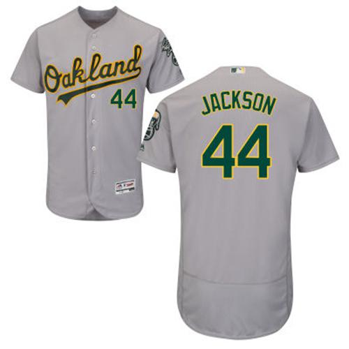 Oakland Athletics #44 Reggie Jackson Grey Flexbase Authentic Collection Stitched Jersey Men's