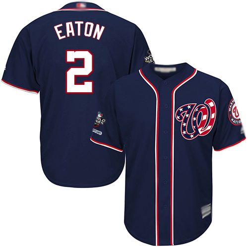 Washington Nationals #2 Adam Eaton Navy Blue Cool Base 2019 World Series Champions Stitched Youth Jersey Youth