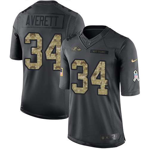 Baltimore Ravens #34 Anthony Averett Black Men's Stitched Limited 2016 Salute to Service Jersey Men's