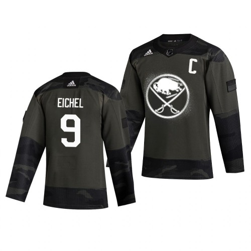 Buffalo Buffalo Sabres #9 Jack Eichel Adidas 2019 Veterans Day Men's Authentic Practice Jersey Camo Men's