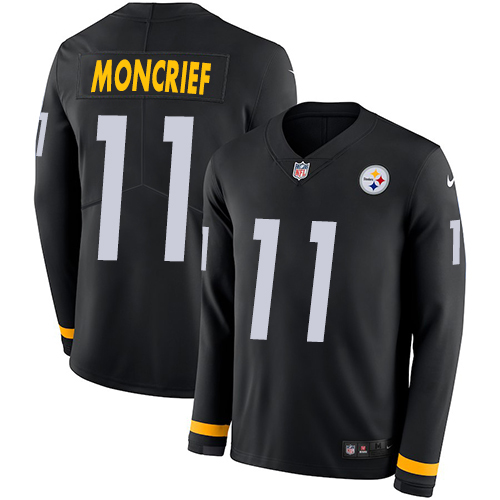 Pittsburgh Steelers #11 Donte Moncrief Black Team Color Men's Stitched Limited Therma Long Sleeve Jersey Men's