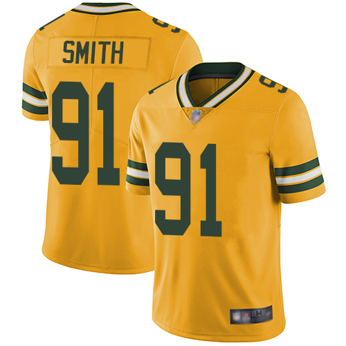 Green Bay Packers #91 Preston Smith Yellow Men's Stitched Limited Rush Jersey Men's