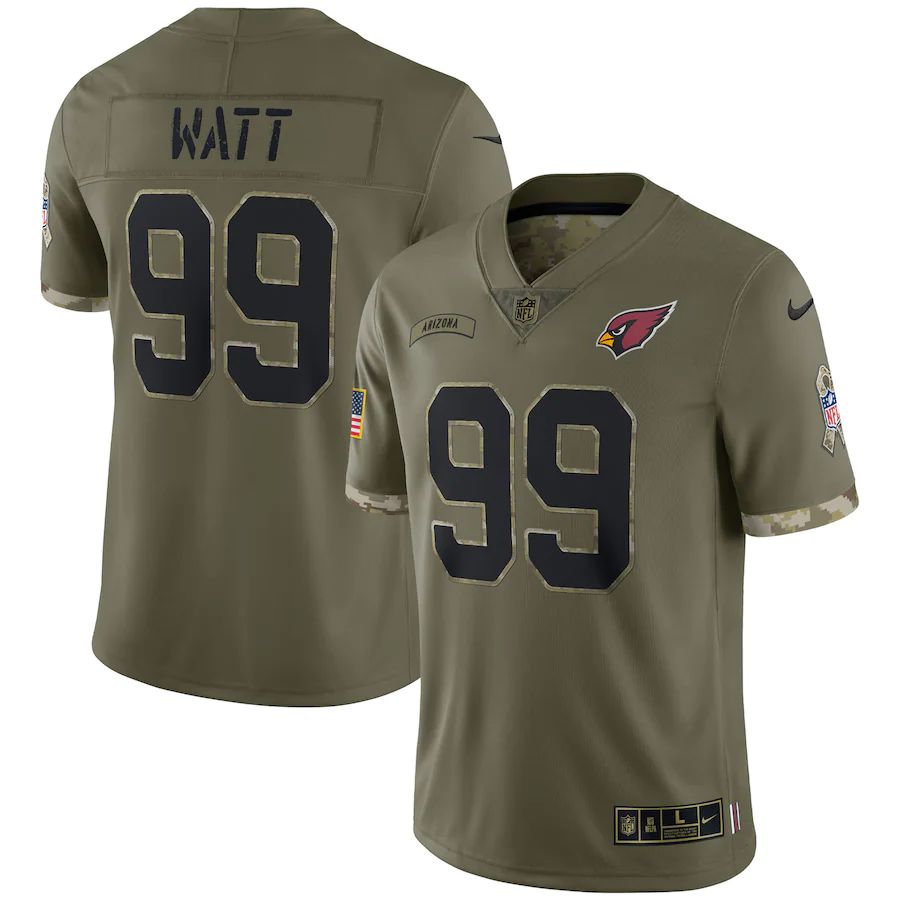 Arizona Cardinals #99 J.J. Watt Men's 2022 Salute To Service Limited Jersey - Olive