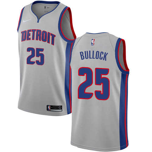 Detroit Pistons #25 Reggie Bullock Silver Swingman Statement Edition Jersey Mens