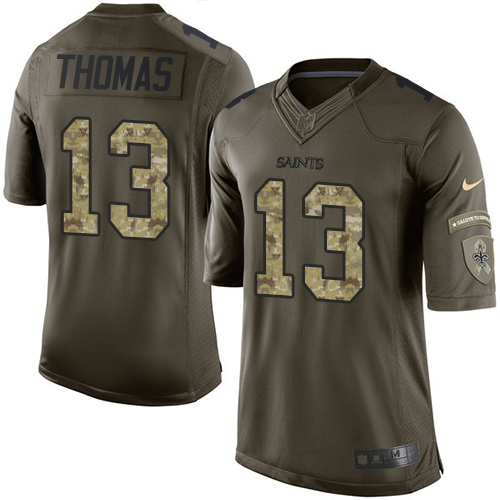 Saints #13 Michael Thomas Green Men's Stitched Limited 2015 Salute To Service Jersey