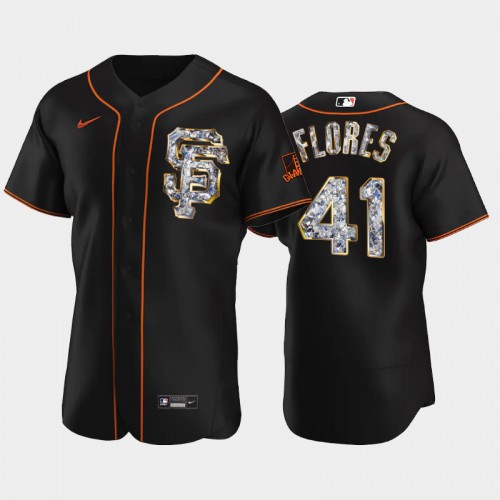 San Francisco San Francisco Giants #41 Wilmer Flores Men's Diamond Edition Jersey - Black Men's