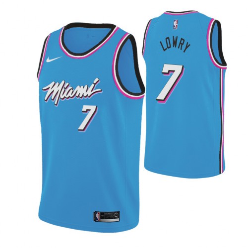 Miami Heat #7 Kyle Lowry 2019-20 Mens Blue Miami City Edition Jersey Mens