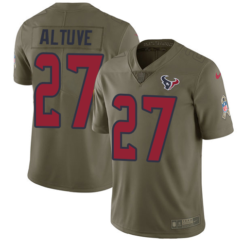 Houston Texans #27 Jose Altuve Olive Men's Stitched Limited 2017 Salute to Service Jersey Men's