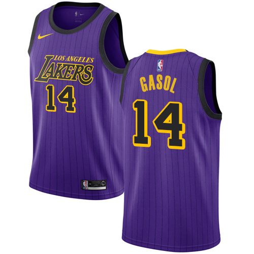 Los Angeles Lakers #14 Marc Gasol Purple Swingman City Edition 2018/19 Jersey Mens
