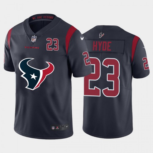 Houston Houston Texans #23 Carlos Hyde Navy Blue Men's Big Team Logo Player Vapor Limited Jersey Men's