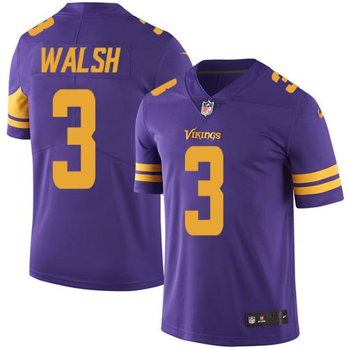 Minnesota Vikings #3 Blair Walsh Purple Men's Stitched Limited Rush Jersey Men's