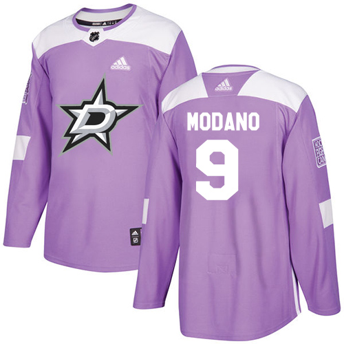 Adidas Dallas Stars #9 Mike Modano Purple Authentic Fights Cancer Stitched Jersey Men's