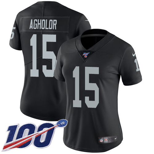 Las Vegas Raiders #15 Nelson Agholor Black Team Color Women's Stitched 100th Season Vapor Untouchable Limited Jersey Womens