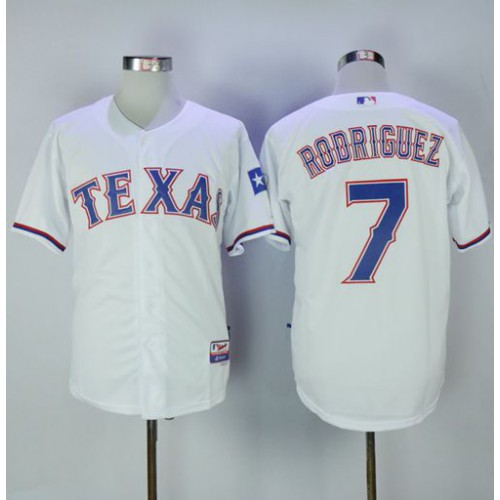 Texas Rangers #7 Ivan Rodriguez White Cool Base Stitched Jersey Men's