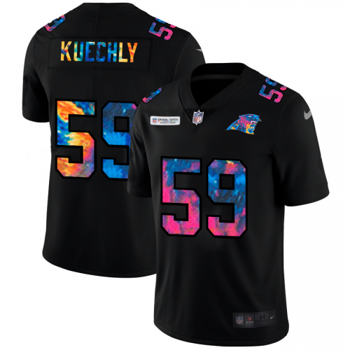 Carolina Carolina Panthers #59 Luke Kuechly Men's Multi-Color Black 2020 Crucial Catch Vapor Untouchable Limited Jersey Men's