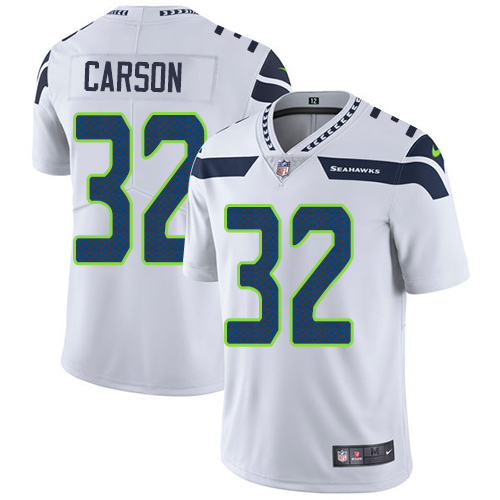 Seattle Seahawks #32 Chris Carson White Men's Stitched Vapor Untouchable Limited Jersey Men's