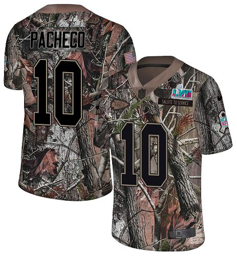 Chiefs #10 Isiah Pacheco Camo Super Bowl LVII Patch Youth Stitched Limited Rush Realtree Jersey