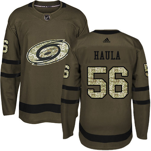 Adidas Carolina Hurricanes #56 Erik Haula Green Salute to Service Stitched Jersey Men's