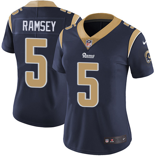 Rams #5 Jalen Ramsey Navy Blue Team Color Women's Stitched Vapor Untouchable Limited Jersey