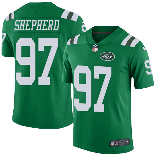 New York Jets #97 Nathan Shepherd Green Men's Stitched Limited Rush Jersey Men's