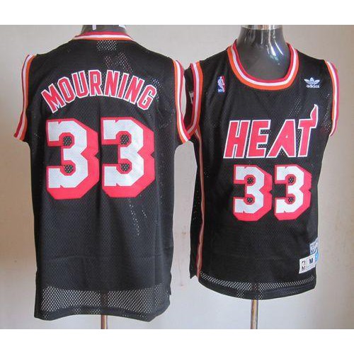 Miami Heat #33 Alonzo Mourning Black Throwback Stitched Jersey Mens