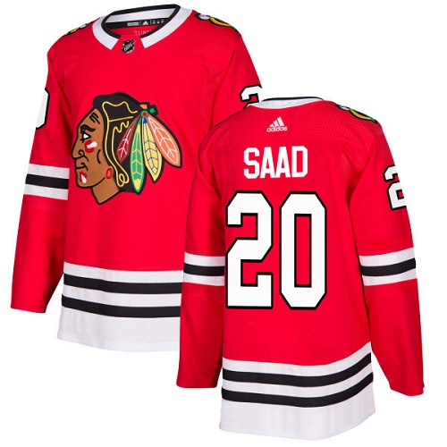 Adidas Chicago Blackhawks #20 Brandon Saad Red Home Authentic Stitched Jersey Men's