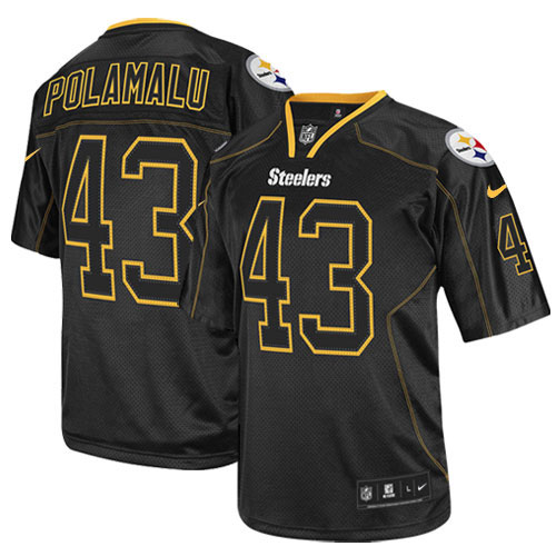 Steelers #43 Troy Polamalu Lights Out Black Youth Stitched Elite Jersey