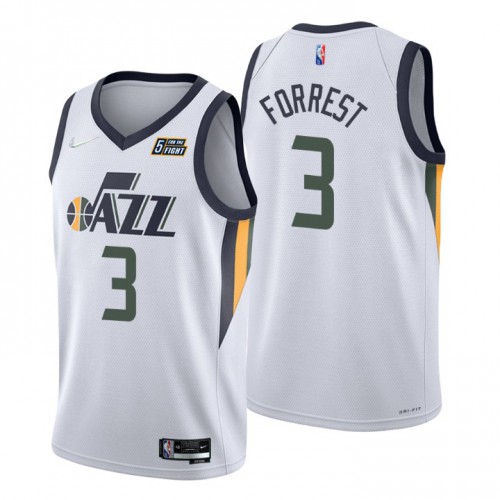 Utah Jazz #3 Trent Forrest White Mens 2021-22 75th Anniversary Diamond Swingman Jersey - Association Edition Mens