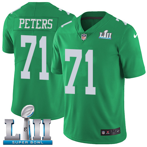 Philadelphia Eagles #71 Jason Peters Green Super Bowl LII Youth Stitched Limited Rush Jersey Youth