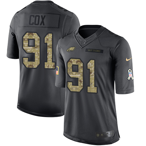 Philadelphia Eagles #91 Fletcher Cox Black Men's Stitched Limited 2016 Salute To Service Jersey Men's