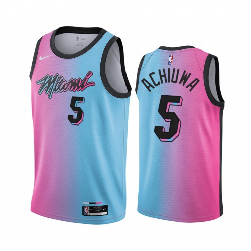 Miami Heat #5 Precious Achiuwa Blue Pink Swingman 2020-21 City Edition Jersey Mens