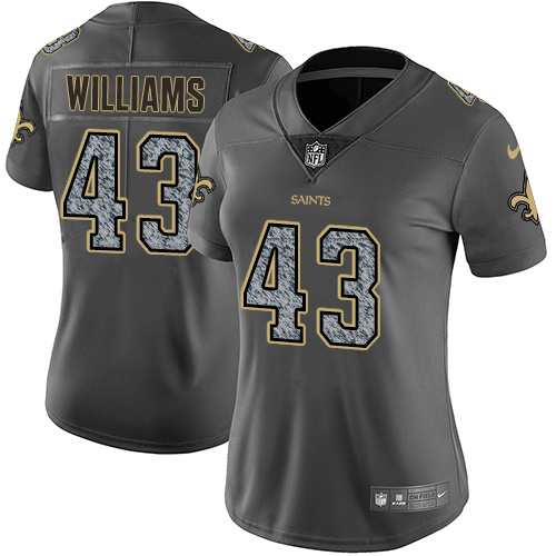 New Orleans Saints #43 Marcus Williams Gray Static Women's Stitched Vapor Untouchable Limited Jersey Womens
