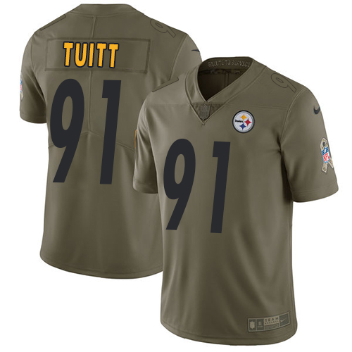 Pittsburgh Steelers #91 Stephon Tuitt Olive Men's Stitched Limited 2017 Salute to Service Jersey Men's