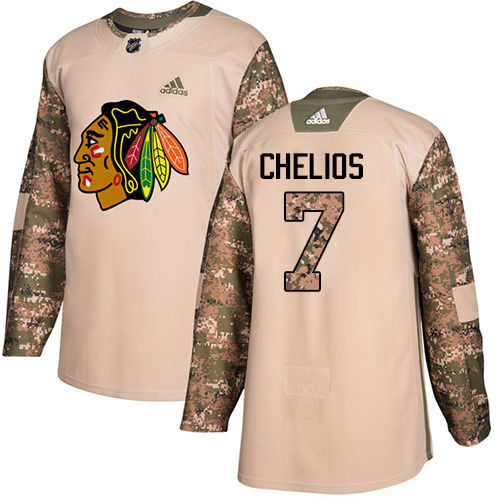 Adidas Chicago Blackhawks #7 Chris Chelios Camo Authentic 2017 Veterans Day Stitched Jersey Men's