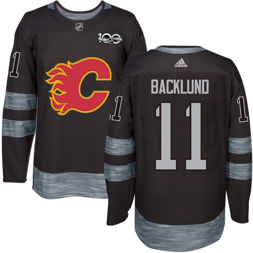 Adidas Calgary Flames #11 Mikael Backlund Black 1917-2017 100th Anniversary Stitched Jersey Men's