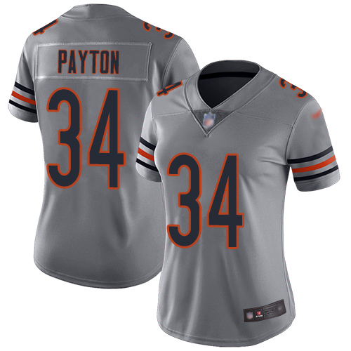 Bears #34 Walter Payton Silver Women's Stitched Limited Inverted Legend Jersey