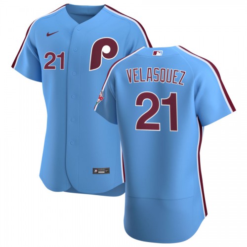 Philadelphia Philadelphia Phillies #21 Vince Velasquez Men's Light Blue Alternate 2020 Authentic Player Jersey Men's