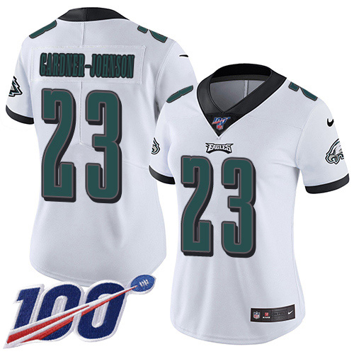 Eagles #23 C.J. Gardner-Johnson White Women's Stitched 100th Season Vapor Untouchable Limited Jersey
