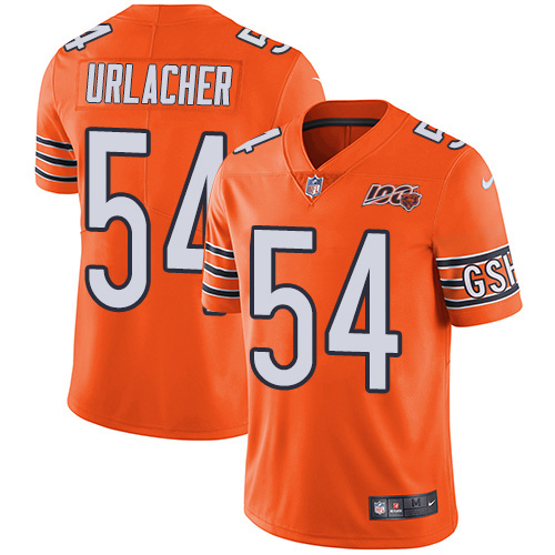 Chicago Bears #54 Brian Urlacher Orange Men's 100th Season Retired Stitched Limited Rush Jersey Men's