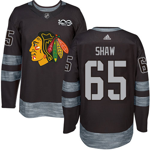 Adidas Chicago Blackhawks #65 Andrew Shaw Black 1917-2017 100th Anniversary Stitched Jersey Men's
