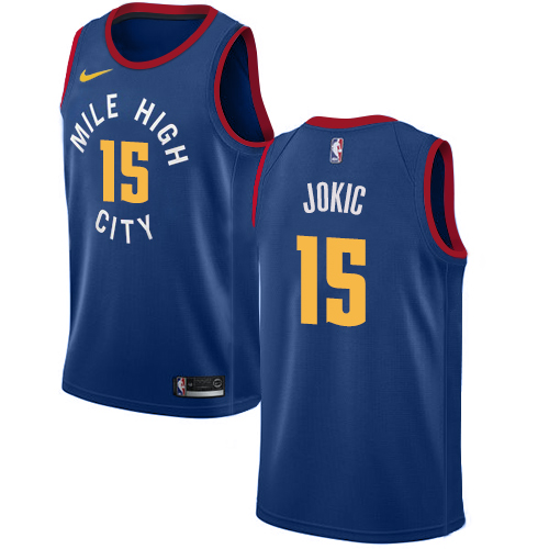 Denver Nuggets #15 Nikola Jokic Blue Womens Swingman Statement Edition Jersey Womens