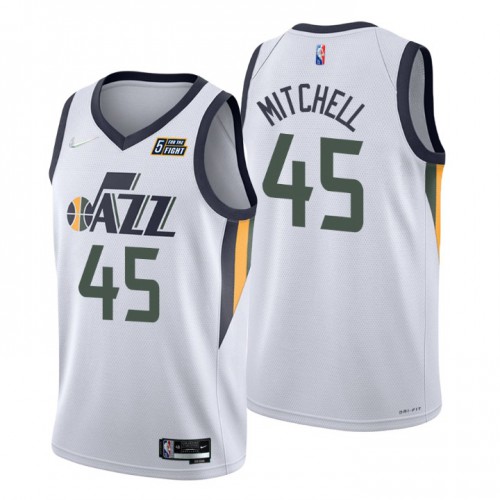 Utah Jazz #45 Donovan Mitchell White Mens 2021-22 75th Anniversary Diamond Swingman Jersey - Association Edition Mens