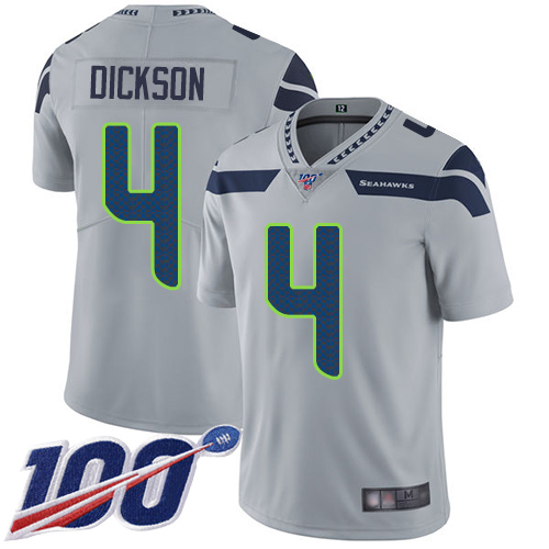 Seattle Seahawks #4 Michael Dickson Grey Alternate Youth Stitched 100th Season Vapor Limited Jersey Youth