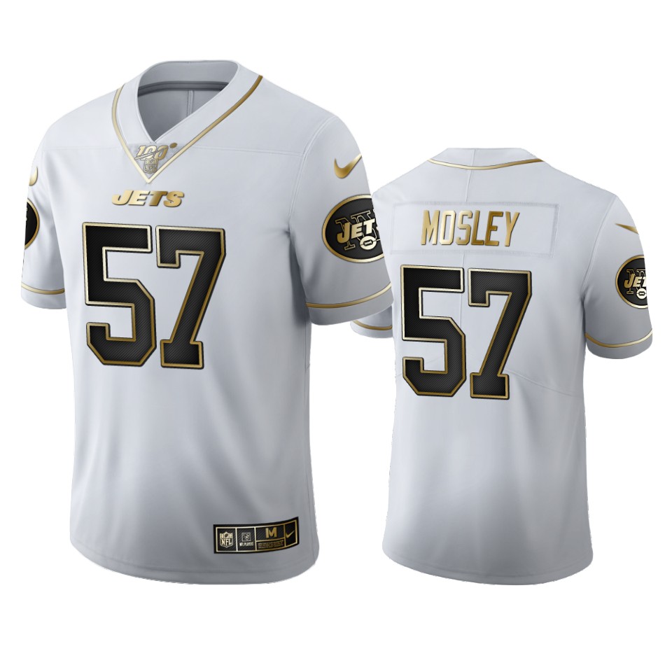 New York Jets #57 C.J. Mosley Men's White Golden Edition Vapor Limited 100 Jersey