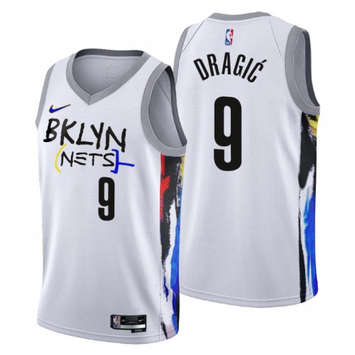 Brooklyn Nets #9 Goran Dragic Mens 2022-23 City Edition Jersey - Cherry Blossom White Mens