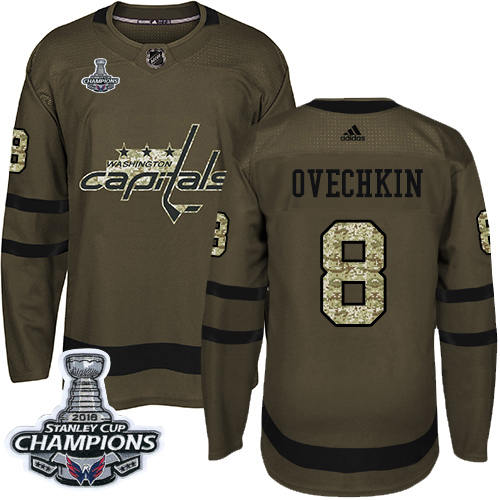 Adidas Washington Capitals #8 Alex Ovechkin Green Salute to Service Stanley Cup Final Champions Stitched Youth Jersey Youth