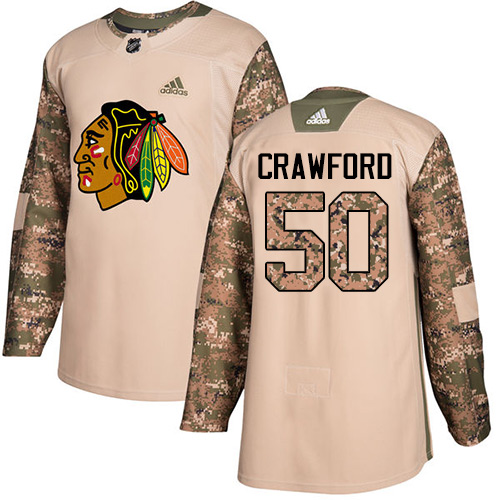 Adidas Chicago Blackhawks #50 Corey Crawford Camo Authentic 2017 Veterans Day Stitched Jersey Men's
