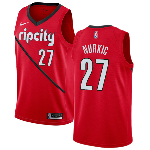 Portland Trail Blazers #27 Jusuf Nurkic Red Swingman Earned Edition Jersey Mens