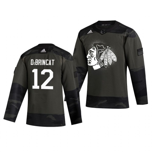 Chicago Chicago Blackhawks #12 Alex Debrincat Adidas 2019 Veterans Day Men's Authentic Practice Jersey Camo Men's