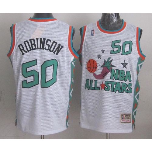 Mitchell And Ness San Antonio Spurs #50 David Robinson White 1996 All-Star Stitched Jersey Mens